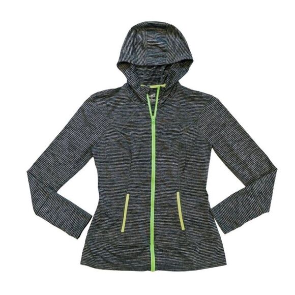 Lukka Women's Gray/Black Workout Zippered Hooded Jacket w/ Thumb Holes Size Medi - Picture 2 of 6